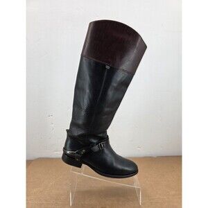 FRYE RED LINDSEY PLATE Black Brown HARNESS BOOTS #76985 Vintage Sz 8B